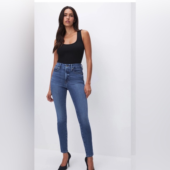 $149 GOOD AMERICAN Good Waist Made In USA Jeans Womens 22 Ankle 35x25” High-rise - Picture 1 of 15